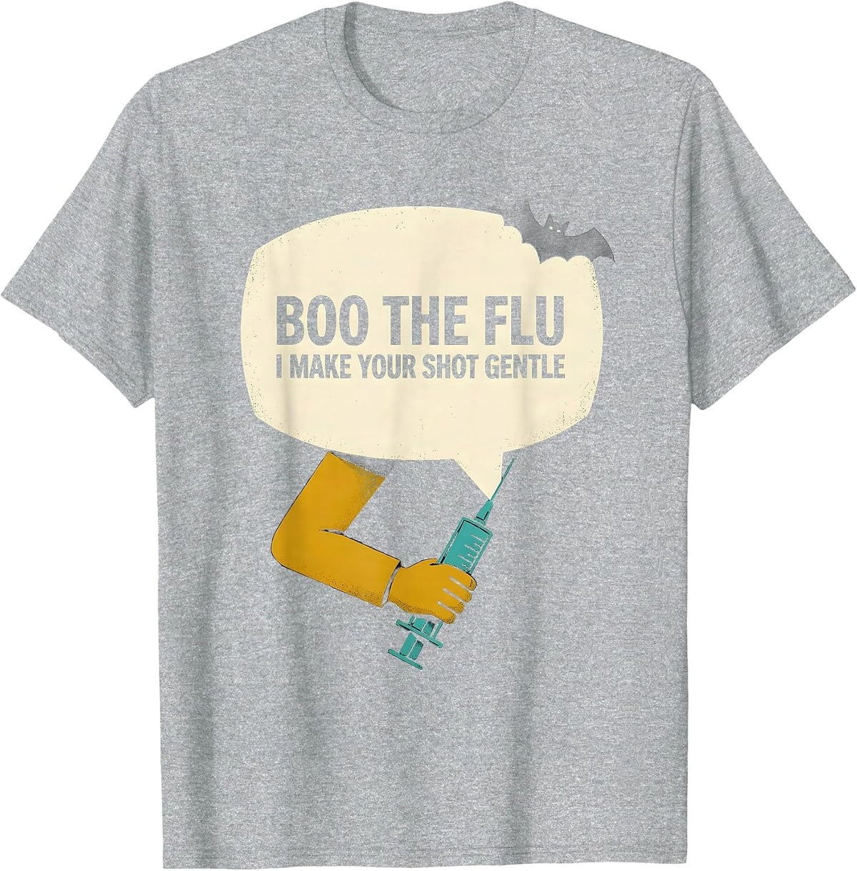 Men's Boo the Flu I Make Your Shot Gentle Funny Halloween Nurse T-Shirt - Heather Grey