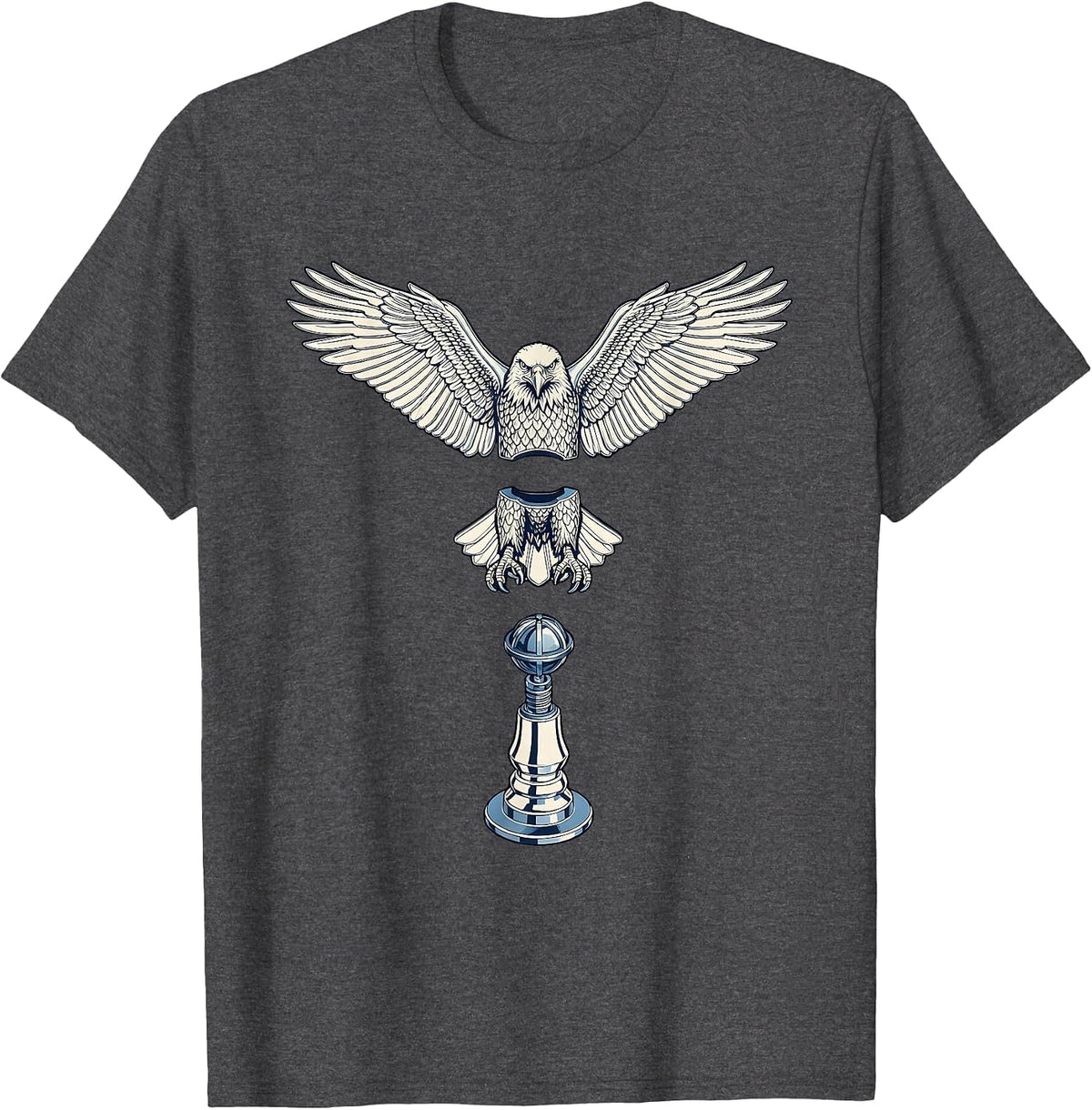 Men's Valley Forge Automotive Bald Eagle Hood Ornament T-Shirt - Dark Heather Grey