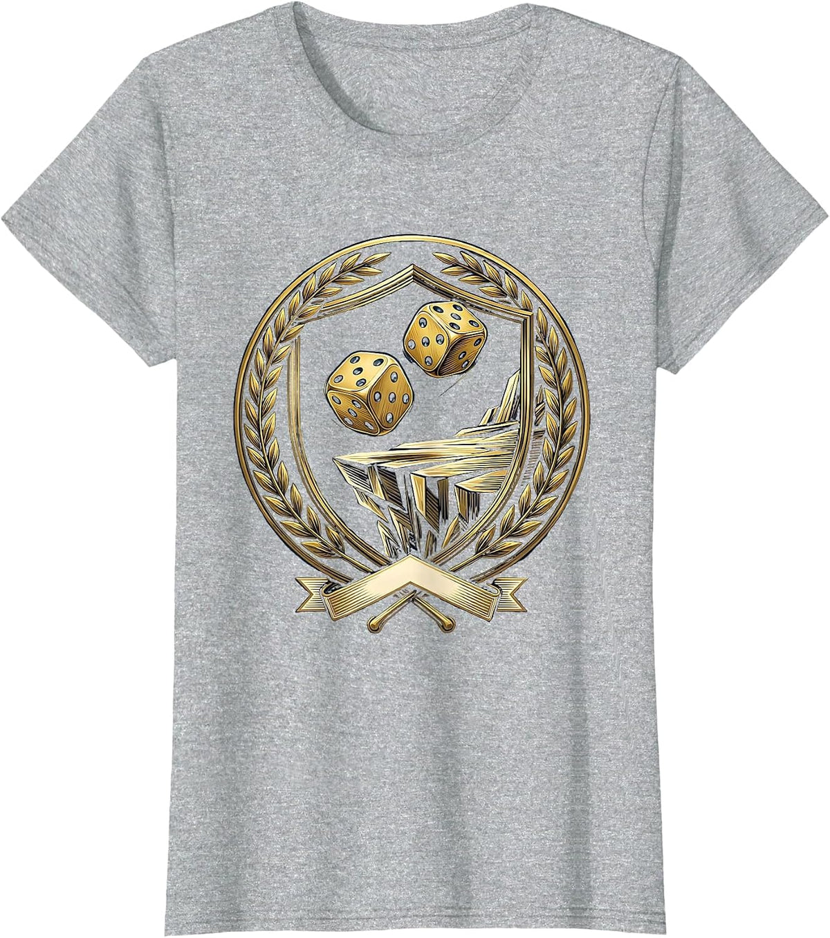 Women's Lucky Dice Rolling Off Cliff Edge Illustration T-Shirt - Heather Grey