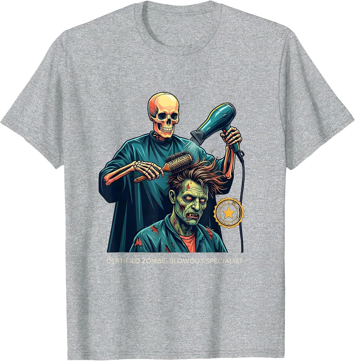 Men's Certified Zombie Blowout Specialist Funny Skeleton T-Shirt - Heather Grey