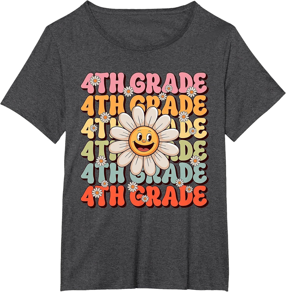 Cute 4th Grade First Day of School Teacher Back to School T-Shirt - Dark Heather Grey