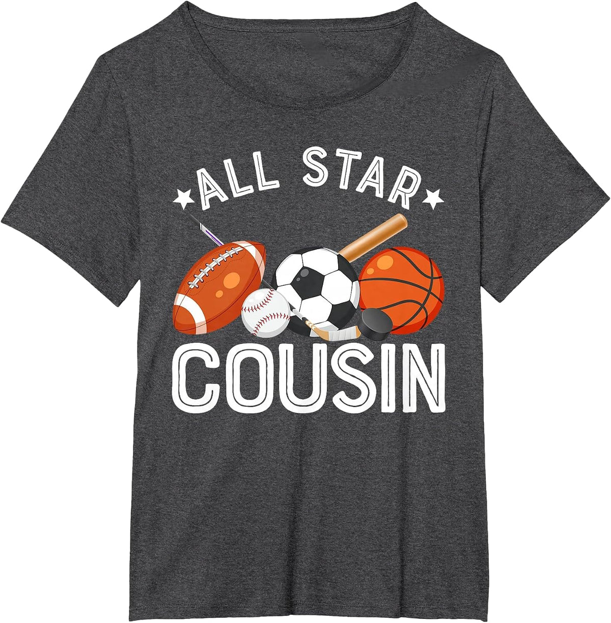 All Star Cousin of The Birthday Boy Basketball Soccer Sport T-Shirt - Dark Heather Grey