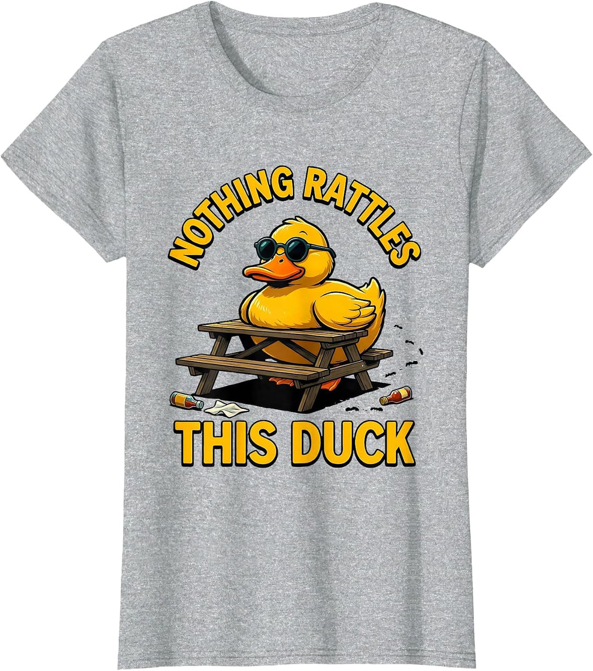 Women's Nothing Rattles This Duck Funny Cartoon Duck Novelty Gift T-Shirt - Heather Grey