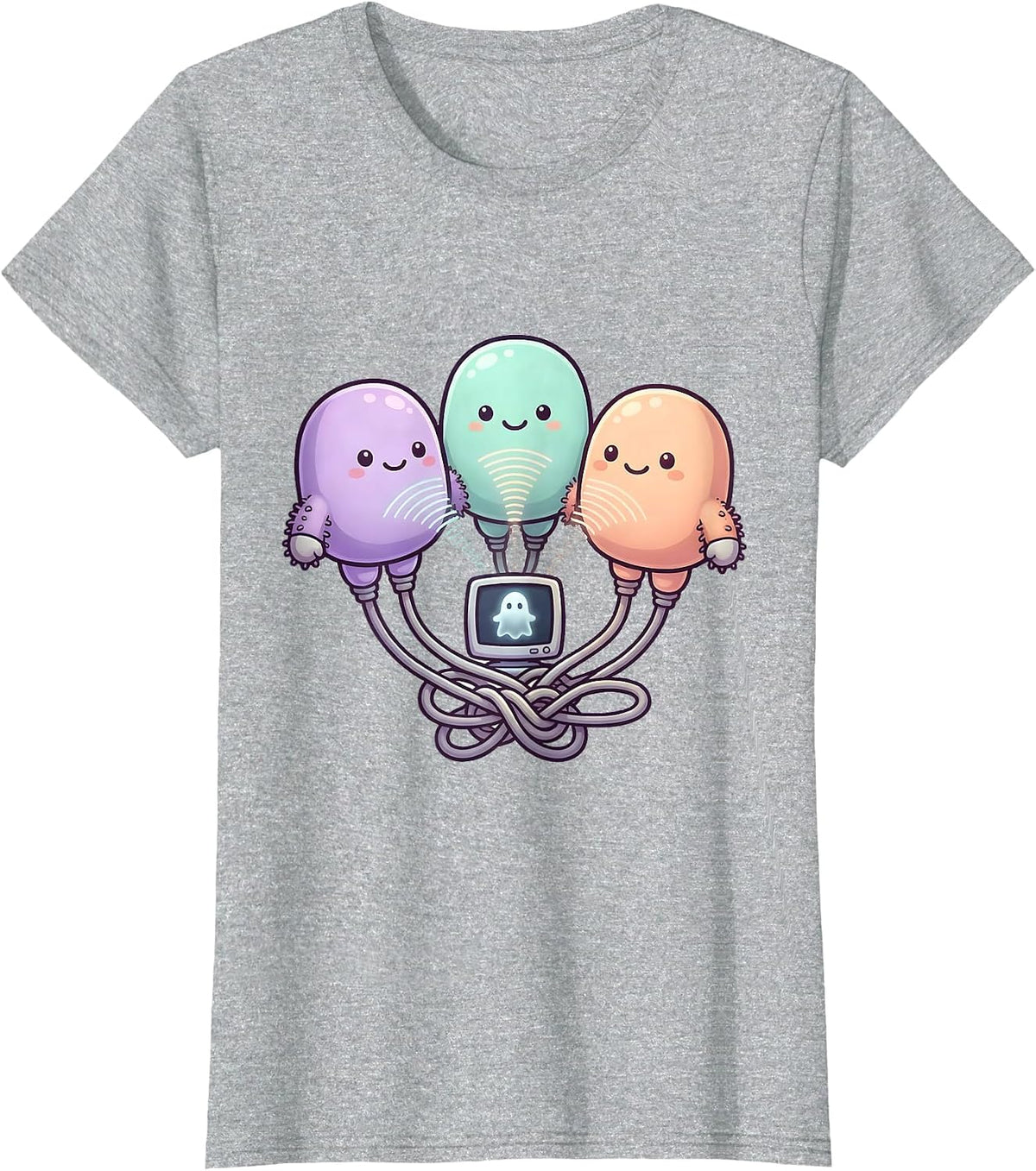 Ultrasound Tech Kawaii Ghost Sonography Halloween T-Shirt - Heather Grey
