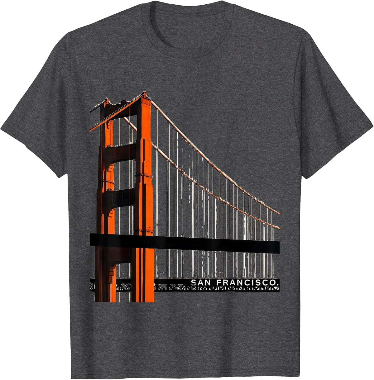 San Francisco Golden Gate Bridge Souvenir Gift Design T-Shirt - Dark Heather Grey