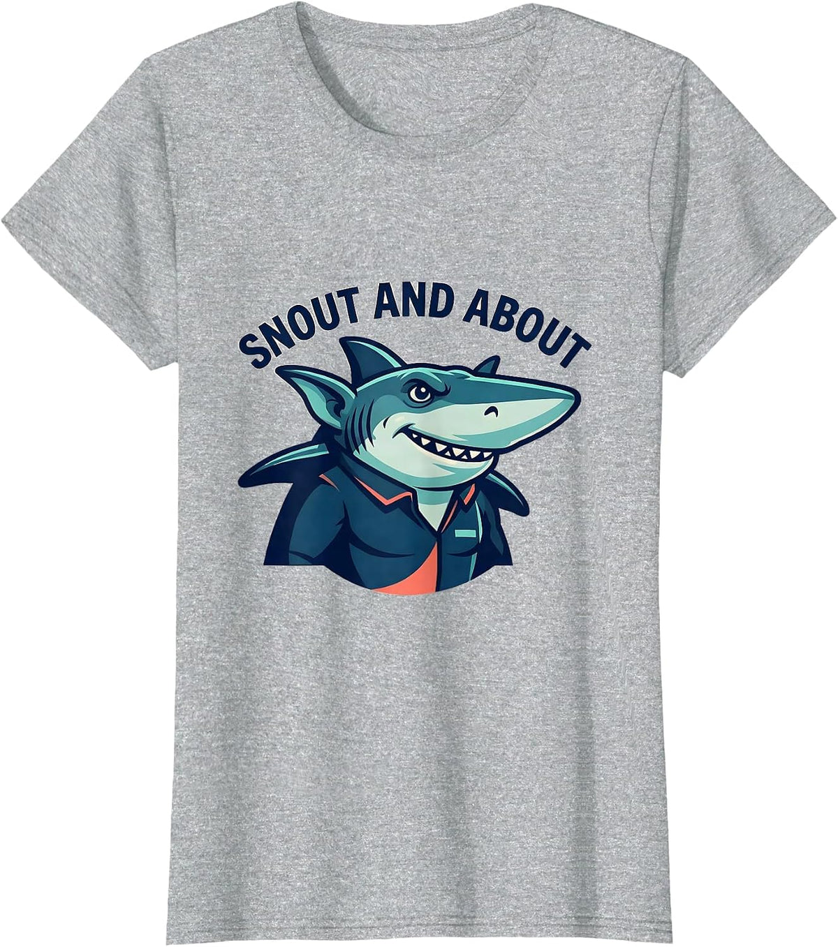 Women's Snout And About Funny Goblin Shark Mascot Ocean Wildlife T-Shirt - Heather Grey