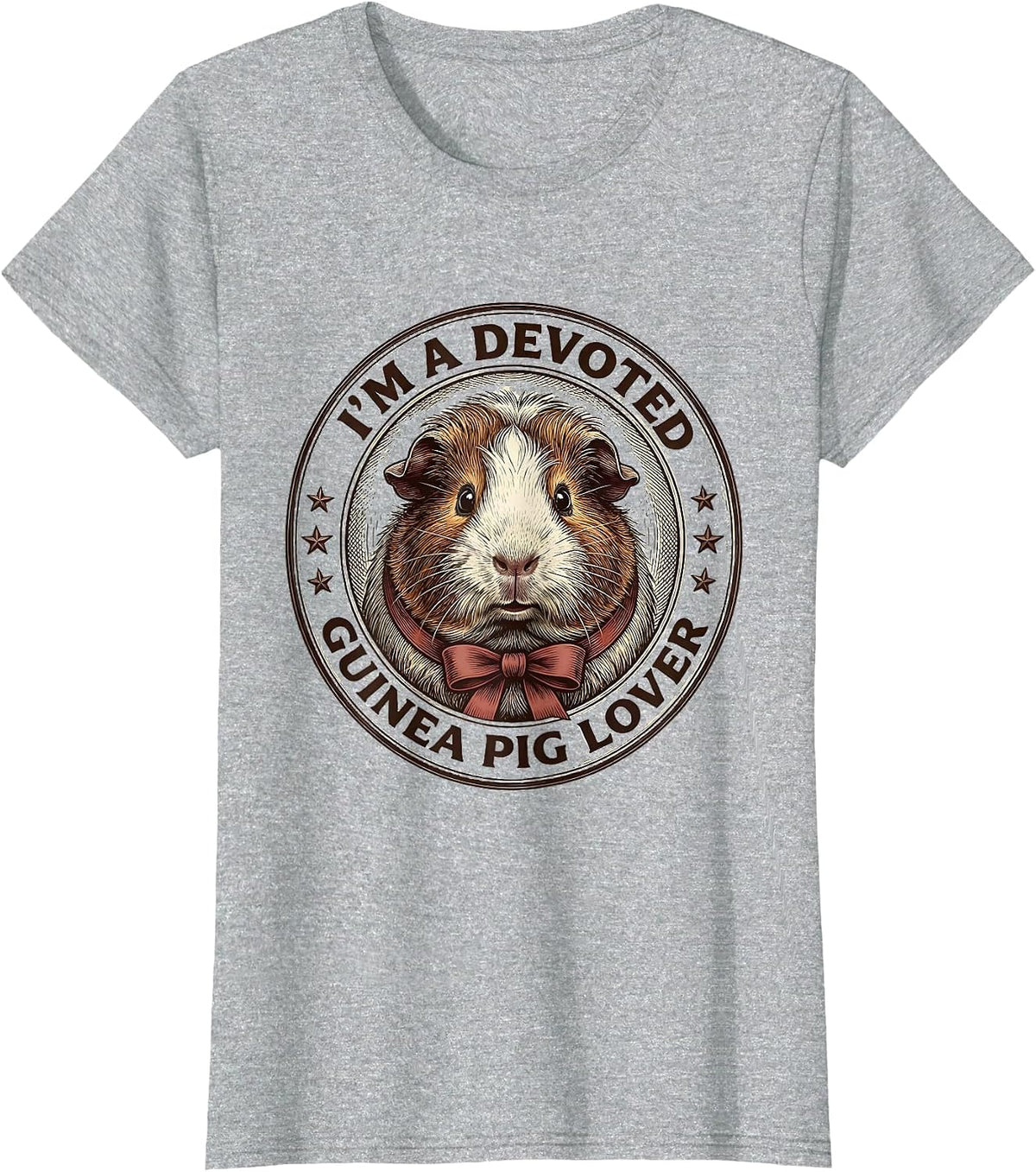 Women's I'm A Devoted Guinea Pig Lover Funny Farm Animal Humor T-Shirt - Heather Grey