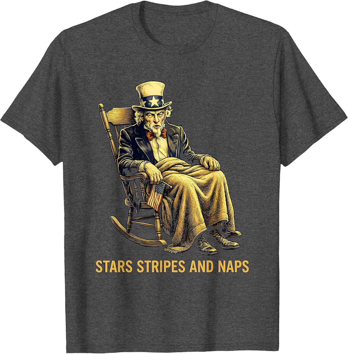 Stars Stripes and Naps USA Kids Design T-Shirt - Dark Heather Grey