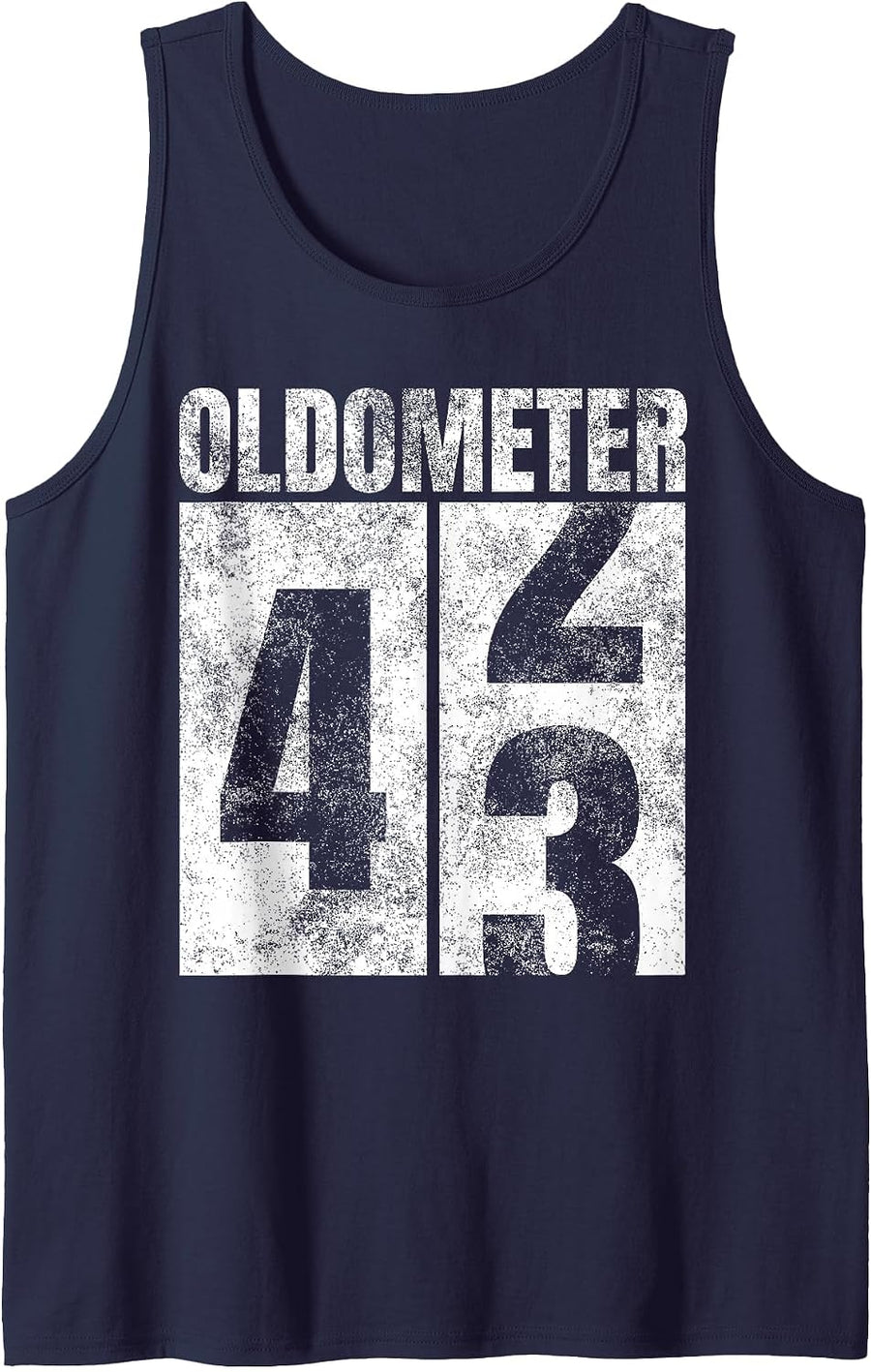 Oldometer 42-43 yrs Old Man Woman Bday Graphic 43rd Birthday Tank Top - Navy Blue