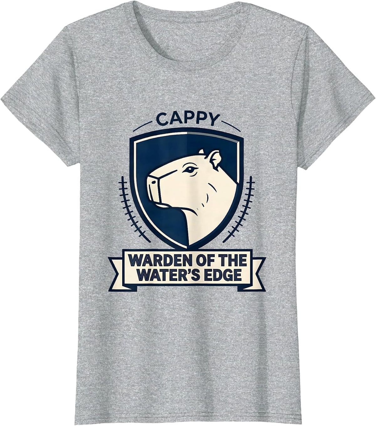 Cappy Warden of the Water's Edge Funny Capybara Meme Humor T-Shirt - Heather Grey