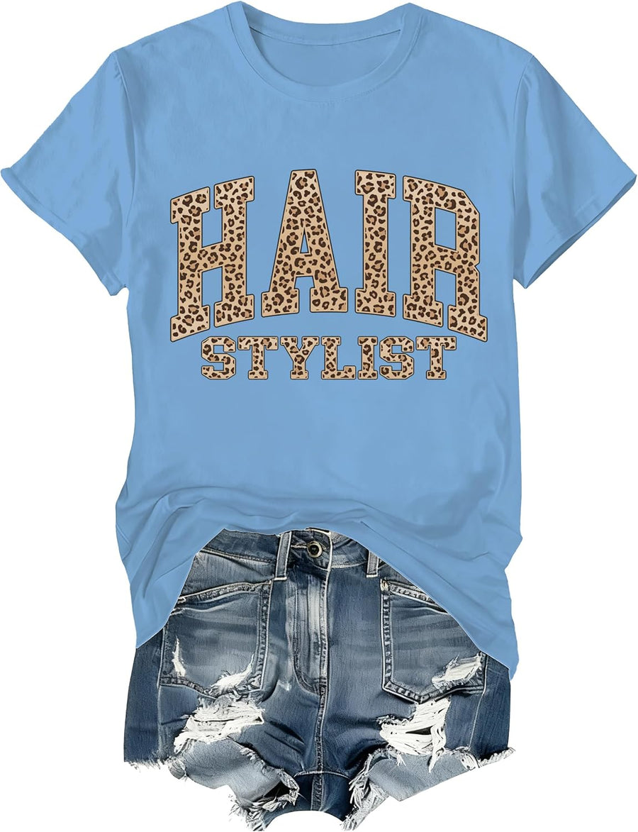 Hair Stylist Shirt Hairstylist Hair Therapist Salon Crew Tee for Men Women - Crewneck Carolina Blue