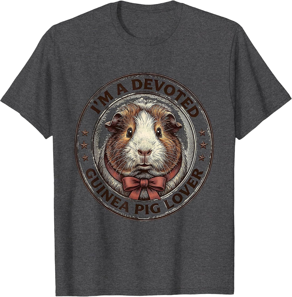 Men's I'm A Devoted Guinea Pig Lover Funny Farm Animal Humor T-Shirt - Dark Heather Grey