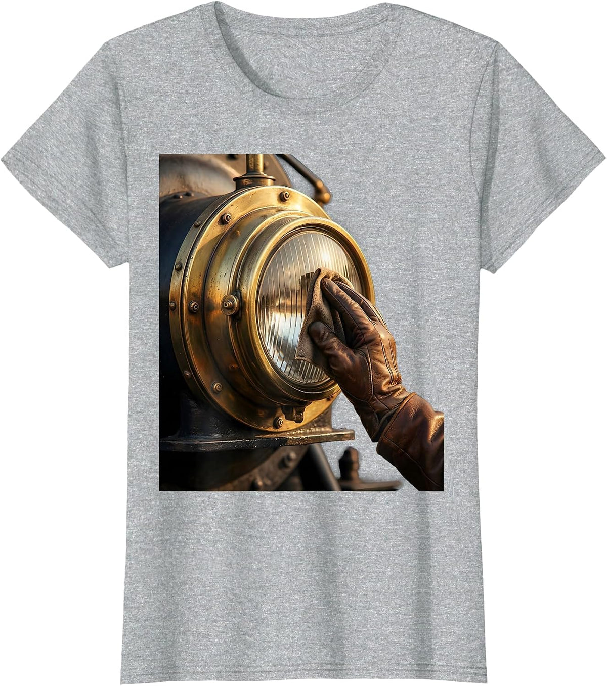 Women's Mechanic Polishing Engine Headlight Graphic T-Shirt - Heather Grey