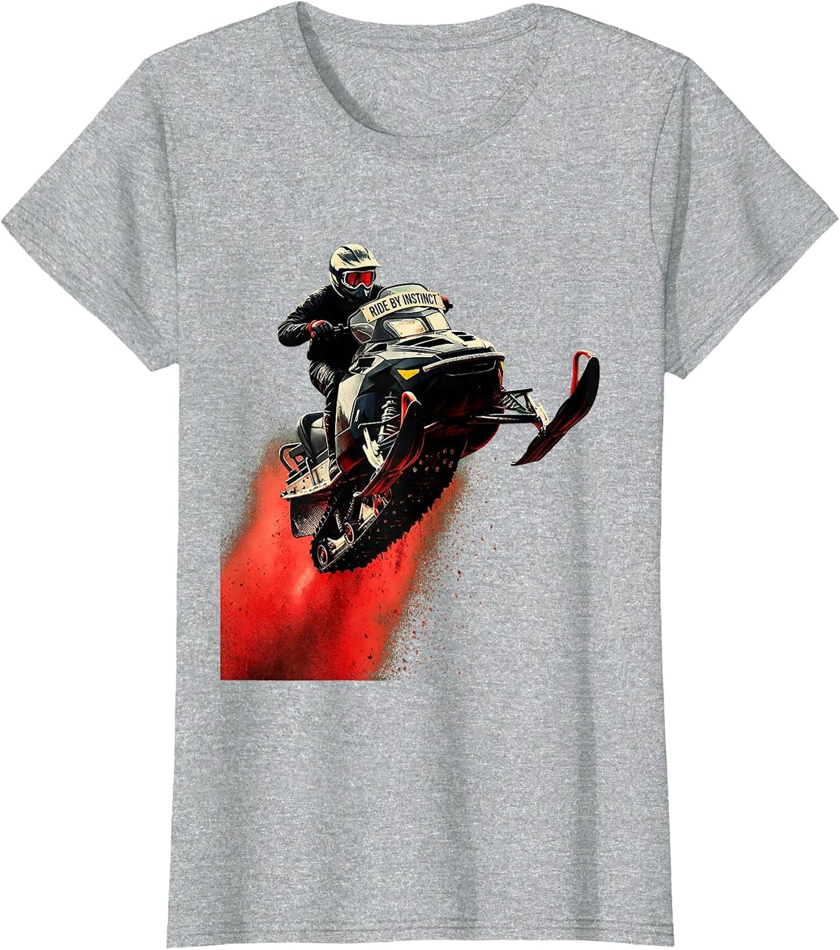 Ride By Instinct Pulp Cover Snowmobile Rider Winter Sports T-Shirt - Heather Grey