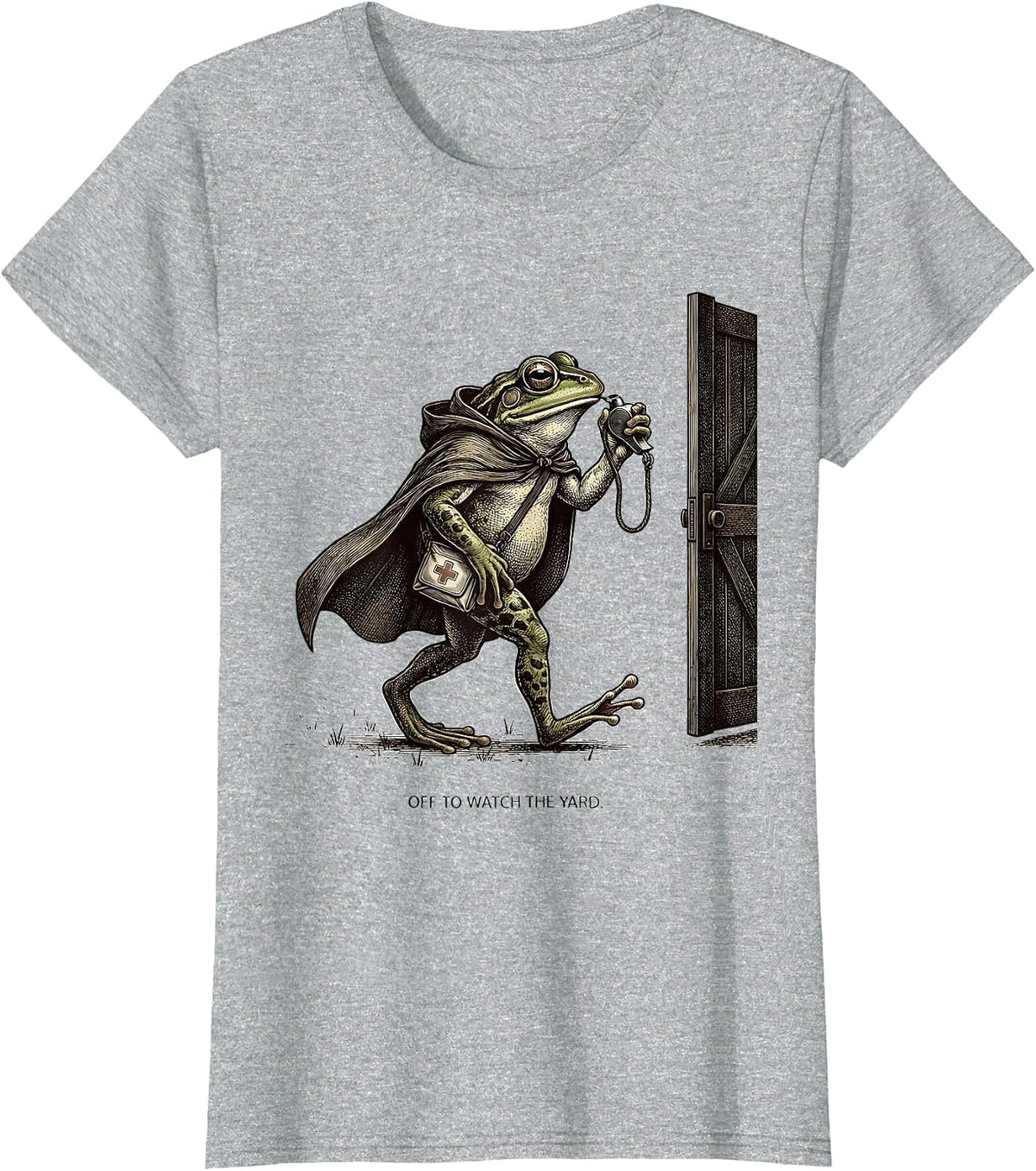 Off To Watch The Yard Funny Frog Teacher Back to School T-Shirt - Heather Grey