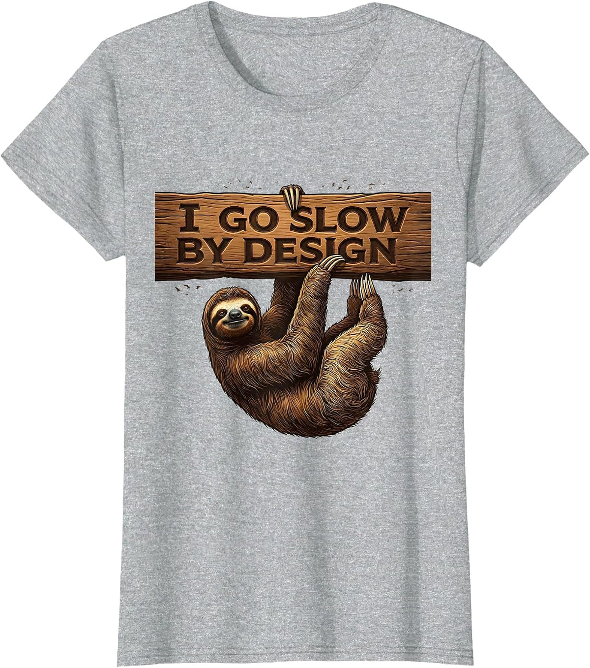 I Go Slow By Design Vintage Funny Sloth Lover Humor Gift T-Shirt - Heather Grey