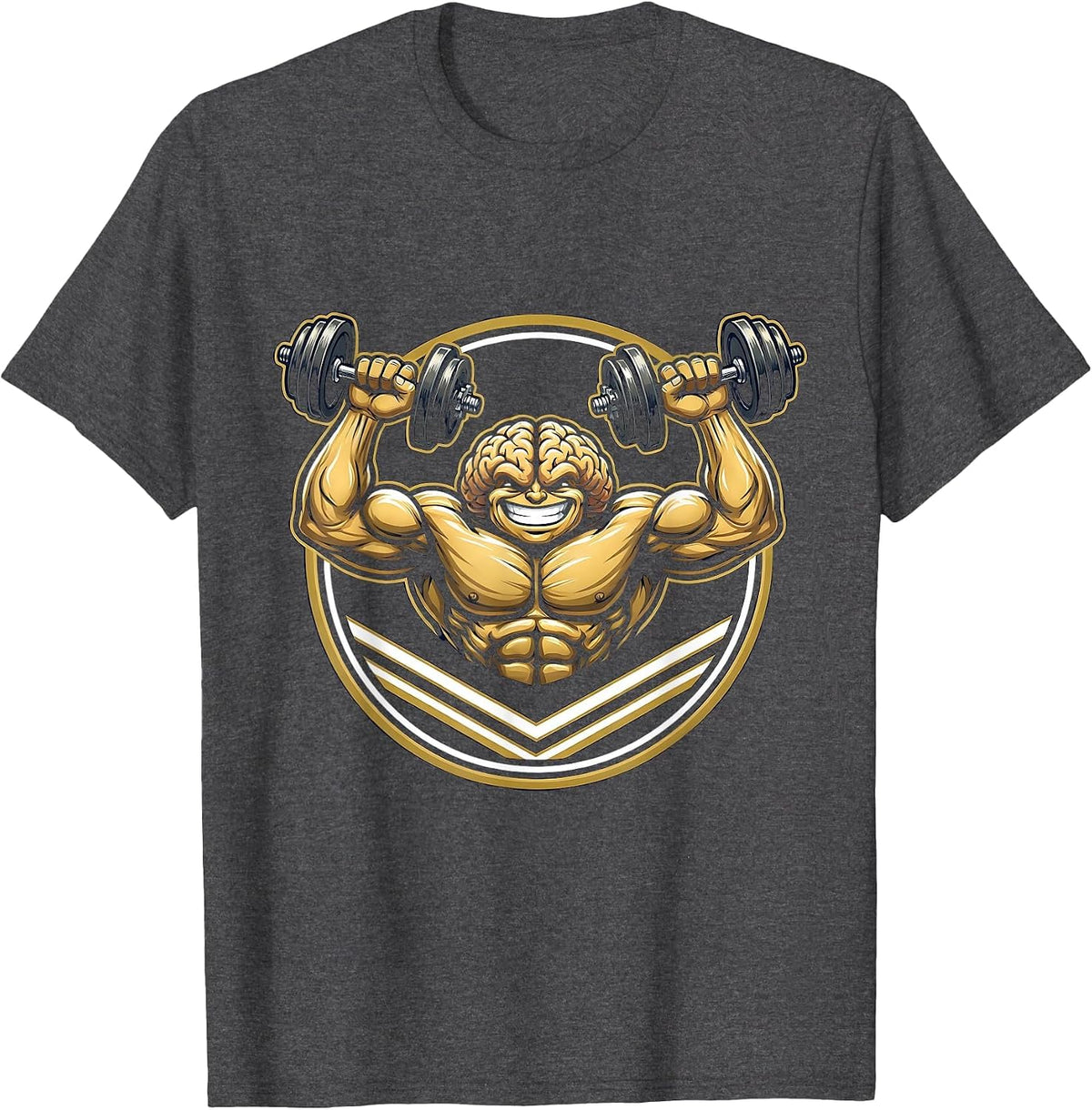 3rd Grade Brain Lifting Weights Funny School Design T-Shirt - Dark Heather Grey
