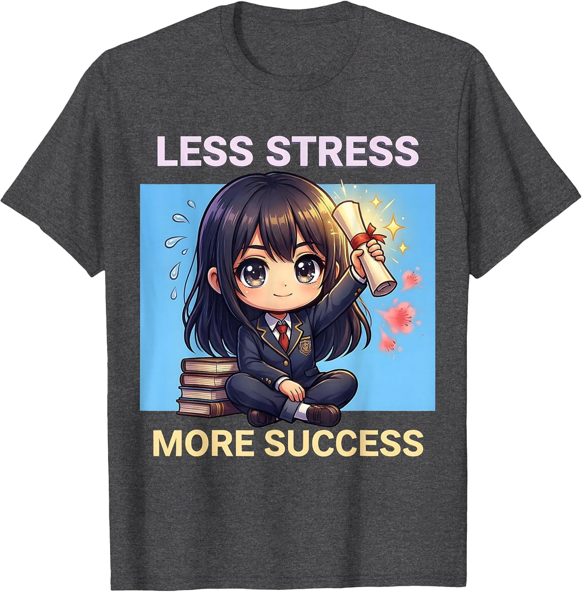 Less Stress More Success School Psychologist T-Shirt - Dark Heather Grey