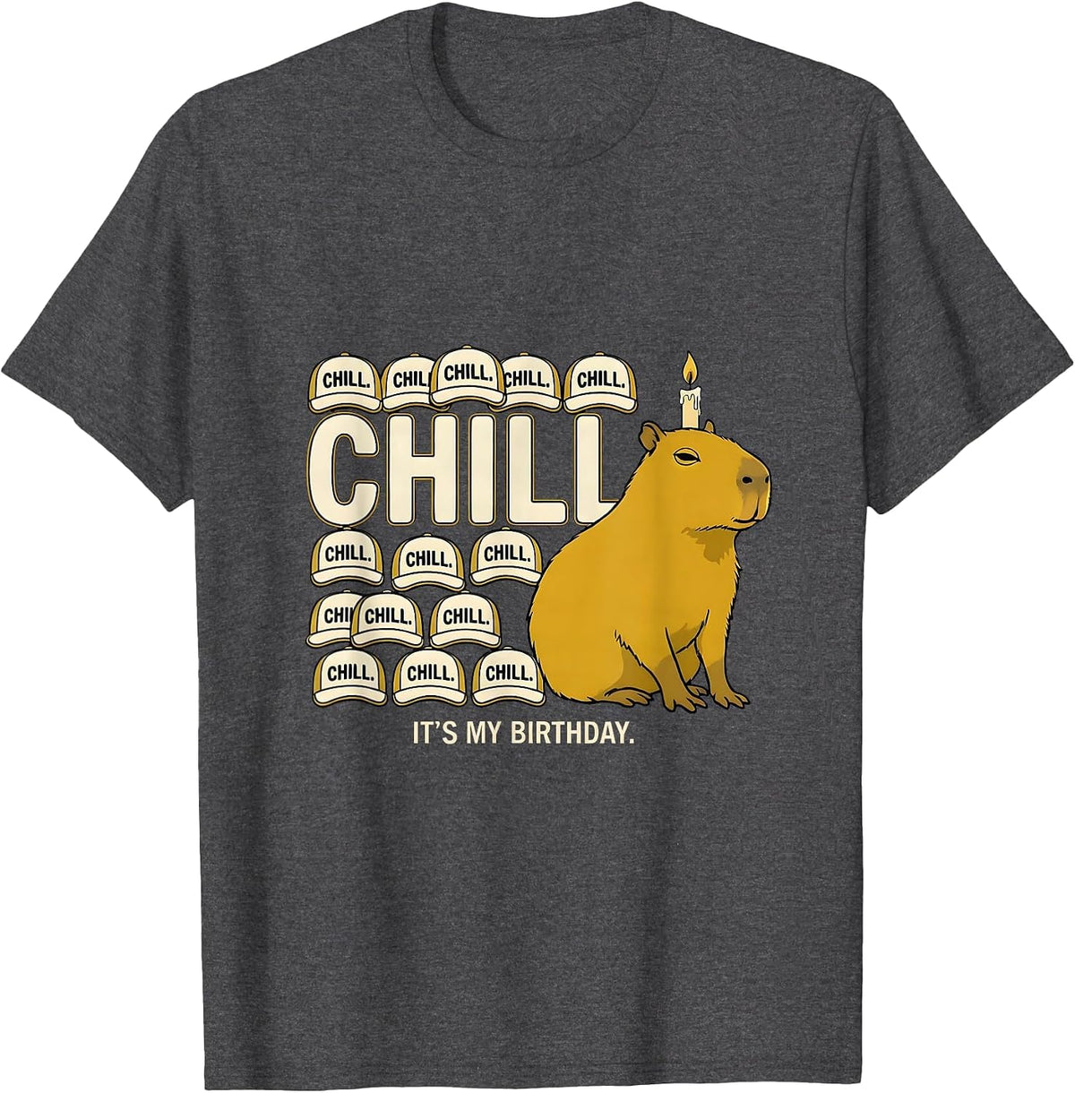 Men's Chill It's My Birthday Kawaii Capybara Birthday Gift T-Shirt - Dark Heather Grey