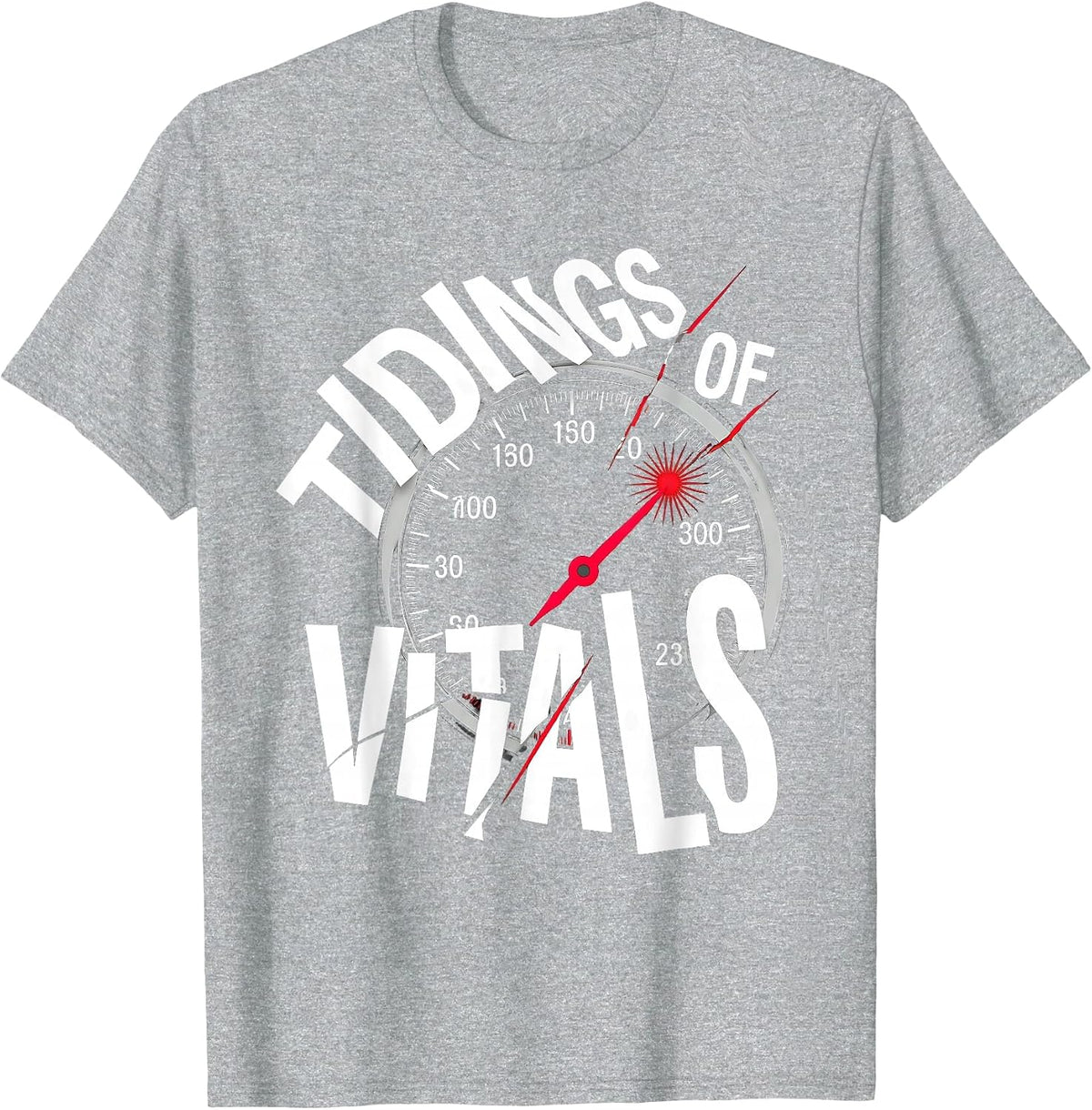 Men's Tidings Of Vitals New Wave Typography Medical Tech Christmas T-Shirt - Heather Grey
