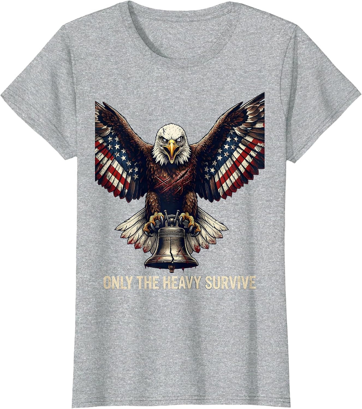 Only the Heavy Survive Death Metal Design T-Shirt - Heather Grey