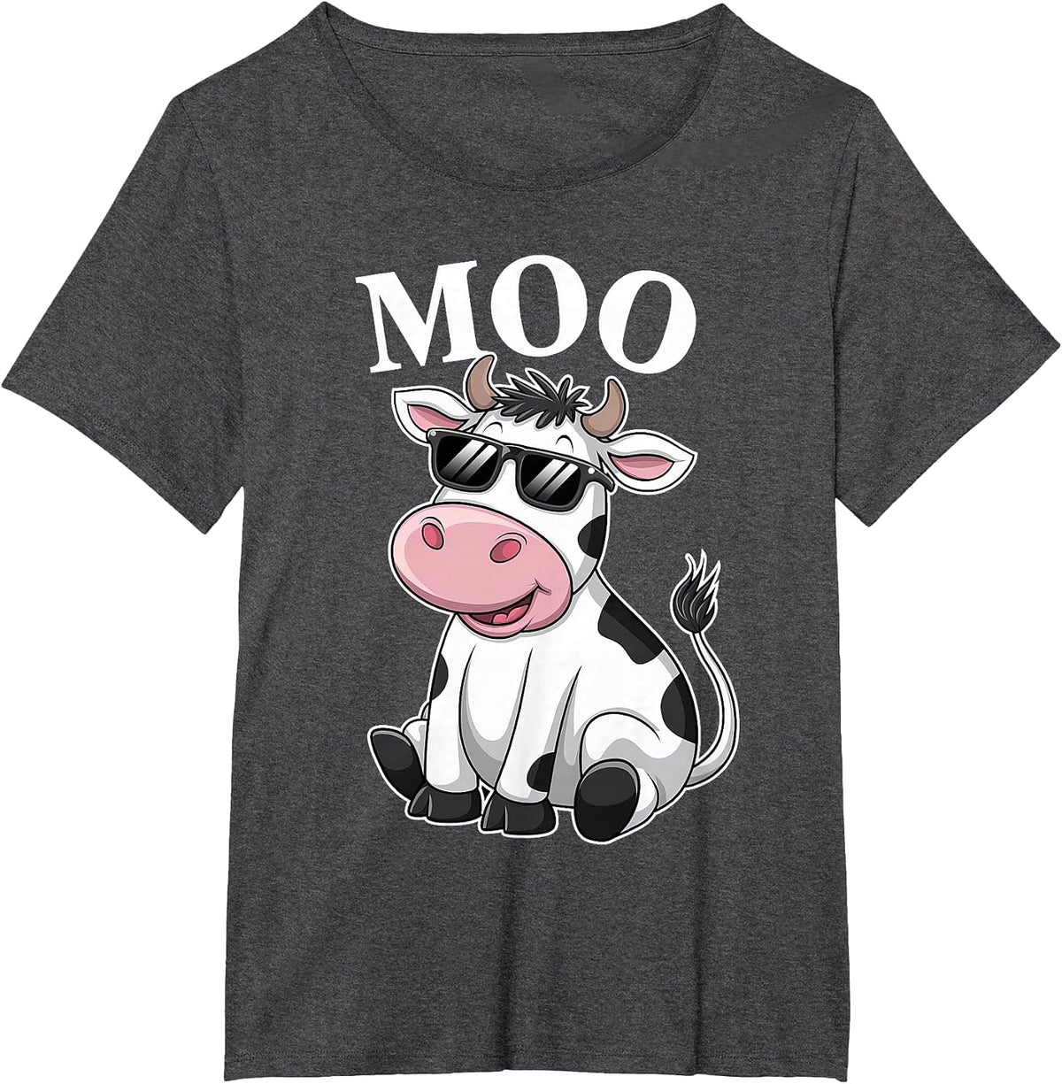 Moo Cow - Funny Farmer Cow for Men Women Kids Boys and Girls T-Shirt - Dark Heather Grey
