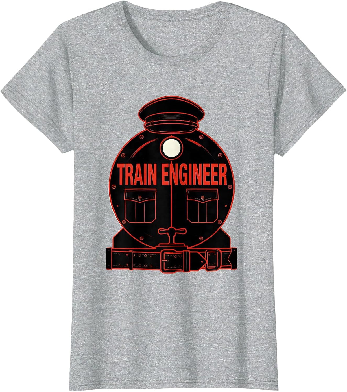 Women's Train Engineer Rail Uniform Costume Halloween T-Shirt - Heather Grey