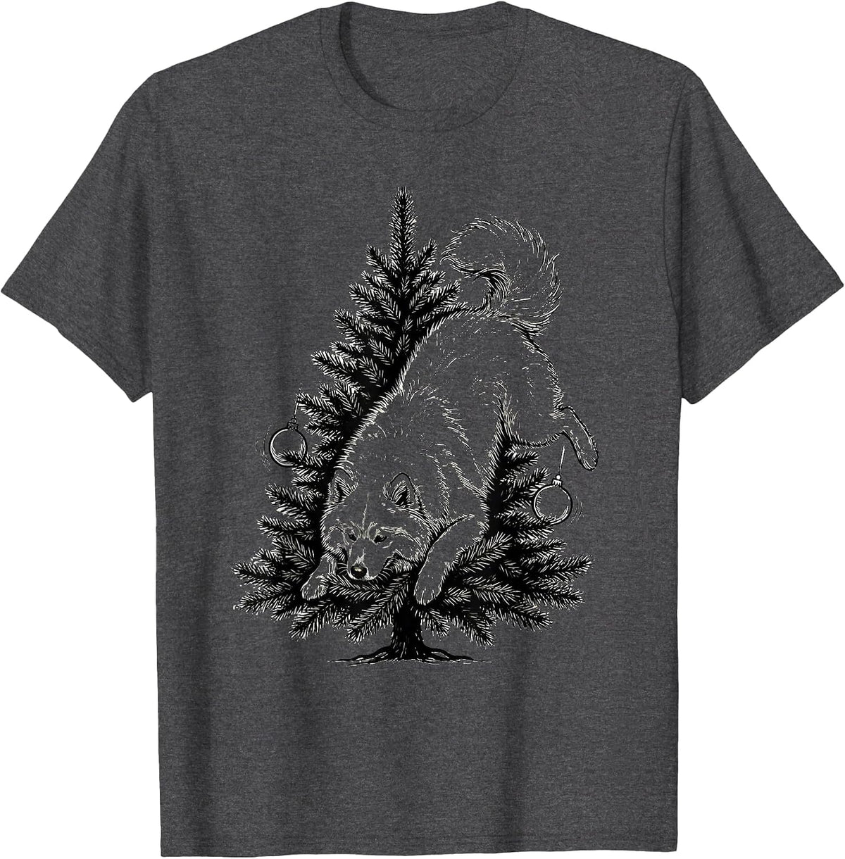 Men's Samoyed Christmas Tree Dog Lover Holiday Humor T-Shirt - Dark Heather Grey