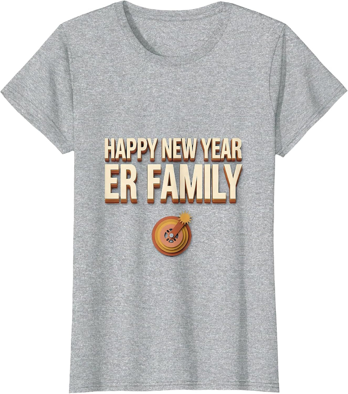 Happy New Year, ER Family Paper Cutout Nurse Crew Party T-Shirt - Heather Grey