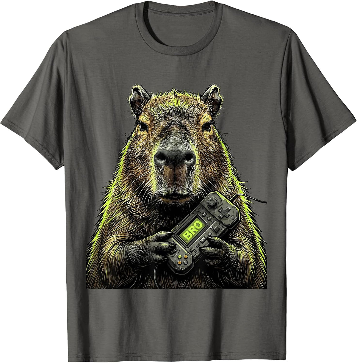 bro Funny Capybara Gamer Meme Humor T-Shirt - Asphalt Grey