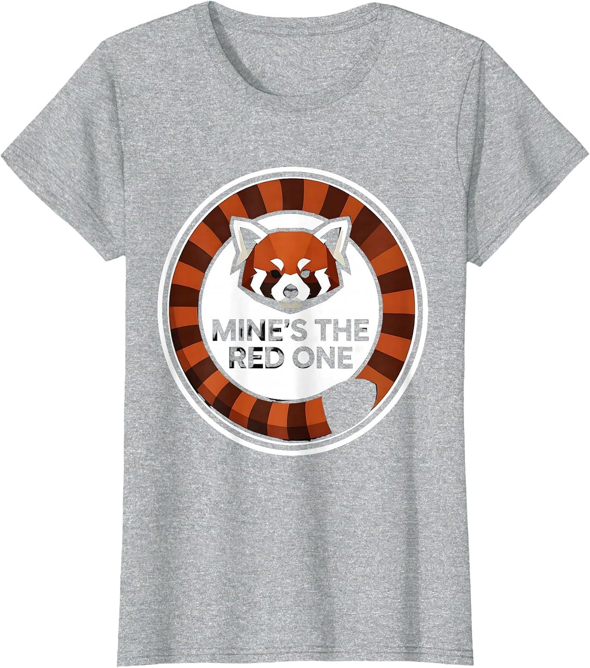 Women's Mine's The Red One Geometric Panda Lover Funny Cute Humor T-Shirt - Heather Grey