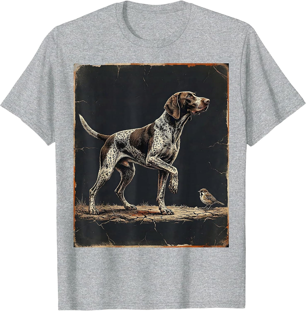 Men's Weathered German Shorthaired Pointer Hunting Dog Lover T-Shirt - Heather Grey