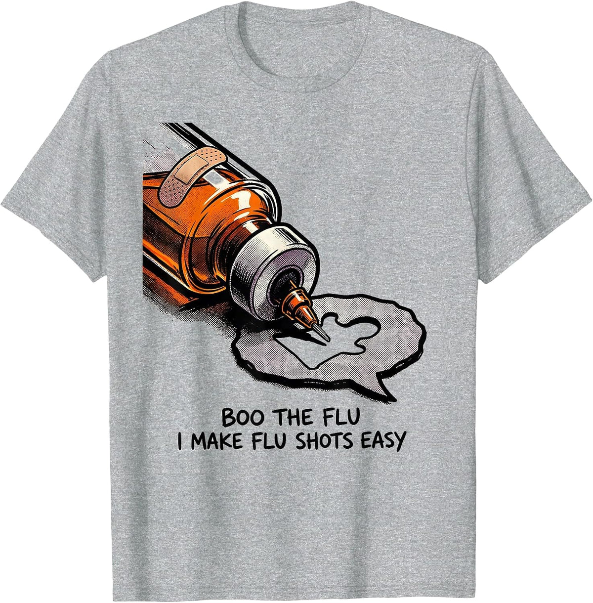 Men's Boo the Flu I Make Flu Shots Easy Funny Nurse Halloween T-Shirt - Heather Grey