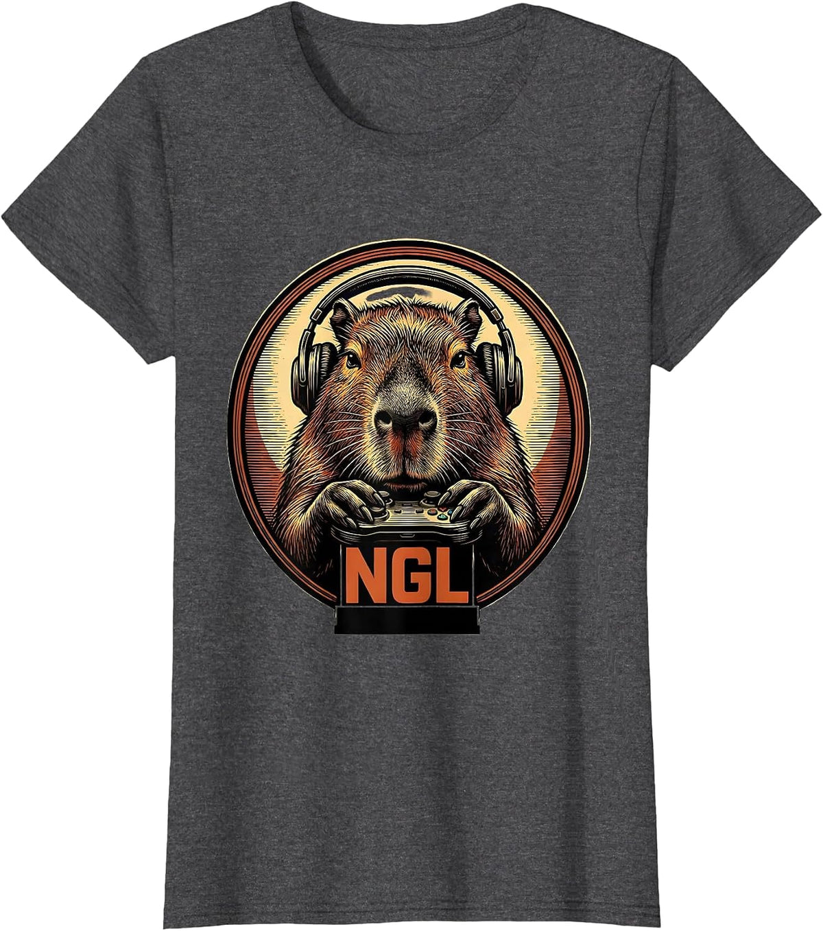 Women's Ngl Funny Capybara Gamer Meme Humor Video Games T-Shirt - Dark Heather Grey