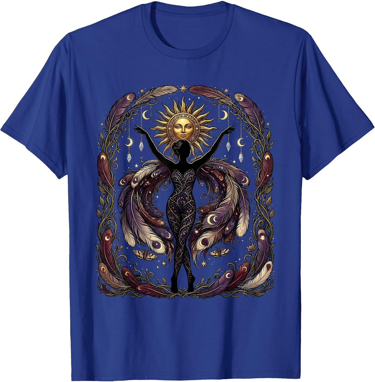 Men's Mardi Gras Dancing Feathered Boa Silhouette T-Shirt - Royal Blue