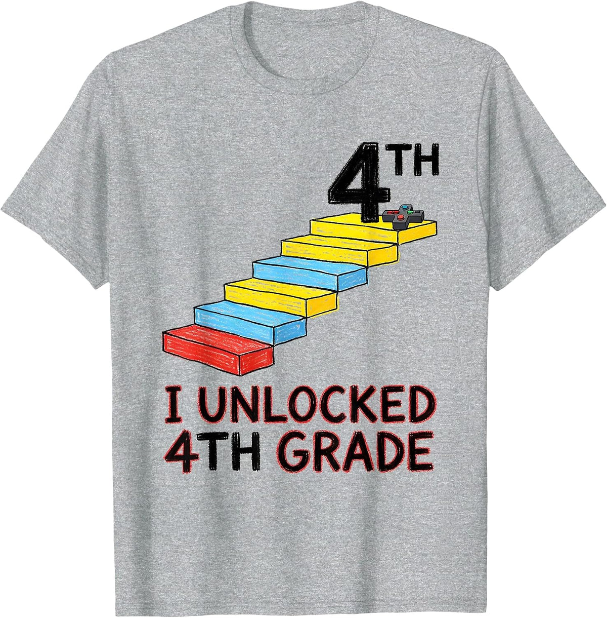Men's I Unlocked 4th Grade Naive Kidcore Back To School Gamer T-Shirt - Heather Grey