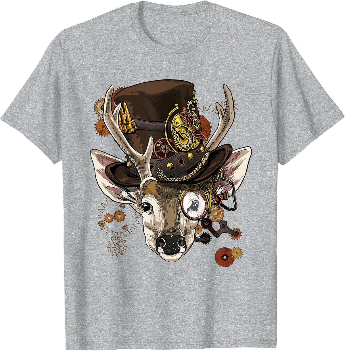 Steampunk Deer Steampunk Deer Animal Lovers T-Shirt - Heather Grey