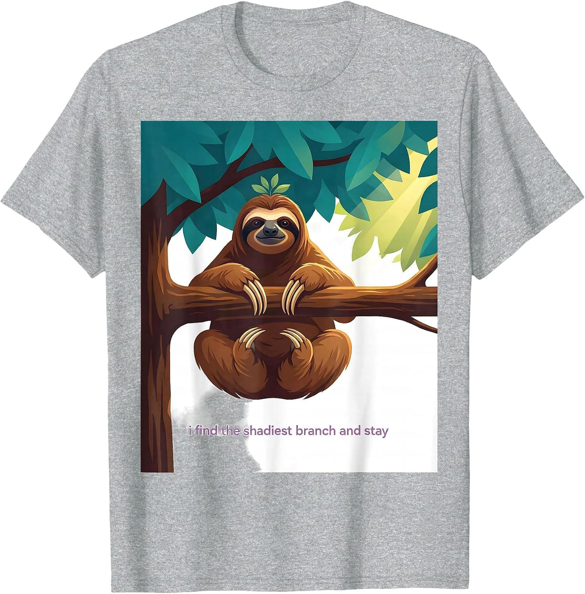 Men's I Find The Shadiest Branch And Stay Funny Sloth Lover Gift T-Shirt - Heather Grey