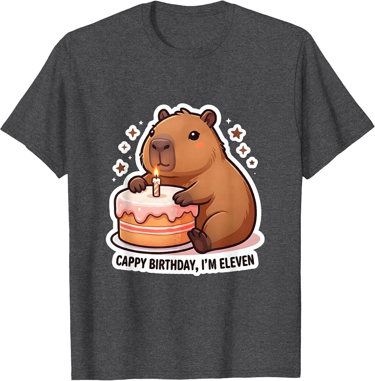 Cappy Birthday, I'm Eleven Funny Capybara Birthday Gift T-Shirt - Dark Heather Grey