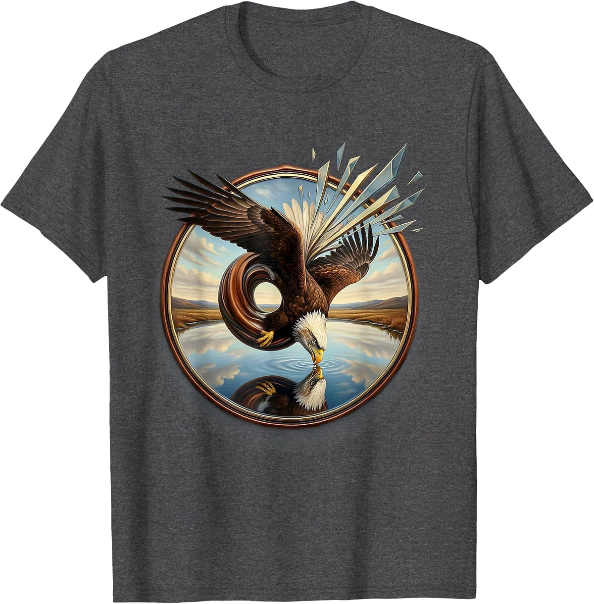 Men's Eagle Dive Reversal Graphic Tee T-Shirt - Dark Heather Grey