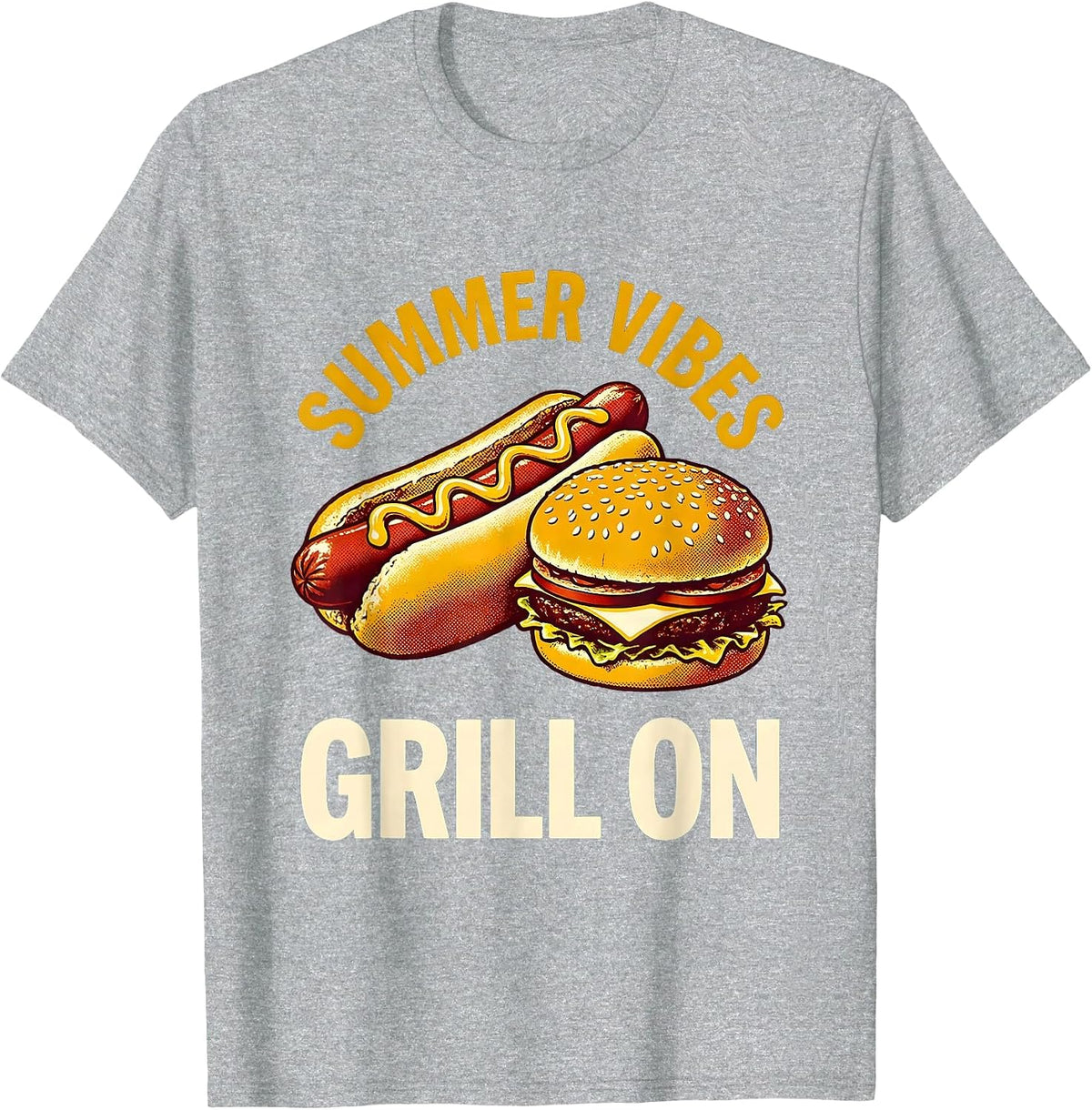 Men's Summer Vibes Grill On Labor Day BBQ Design T-Shirt - Heather Grey