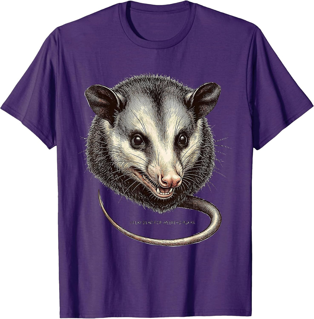 I Play Dead For Weekend Plans Funny Opossum Meme Animal T-Shirt - Purple