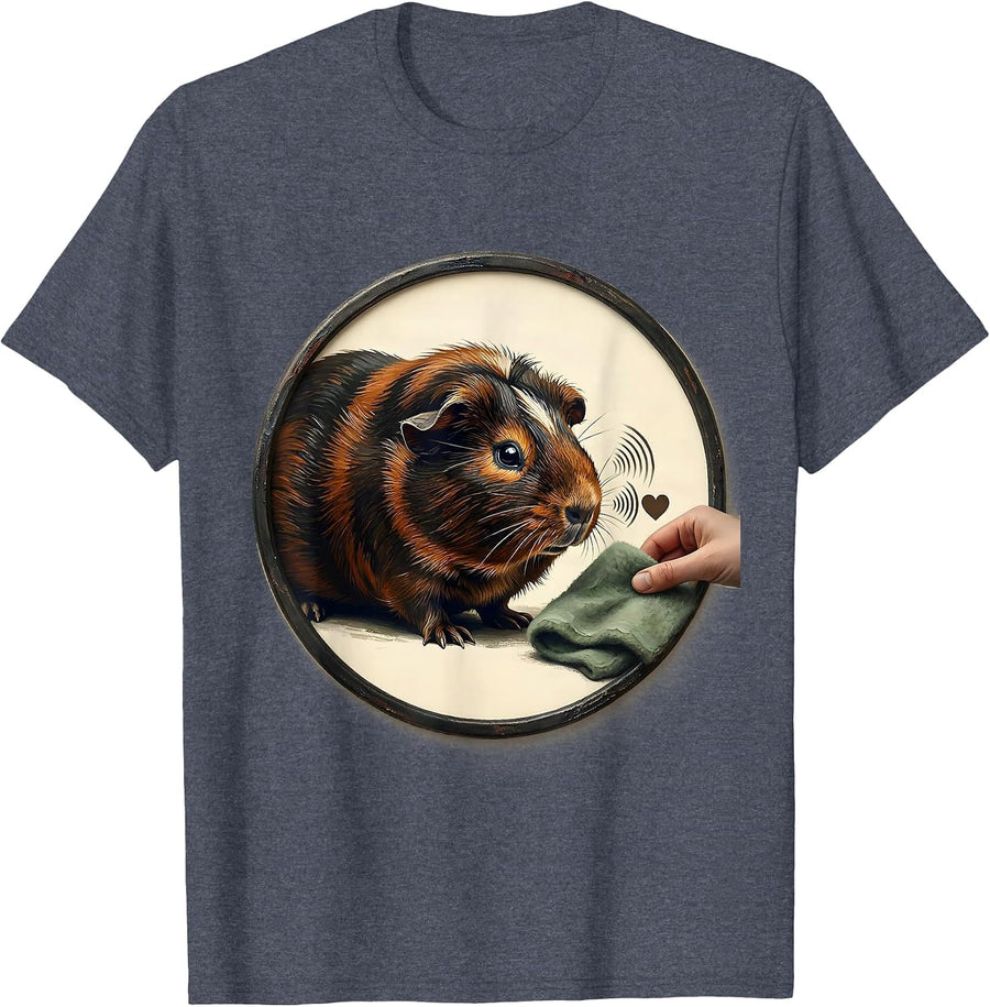 Guinea Pig Badge Cavy Lover Gift for Pig Owners T-Shirt - Heather Blue