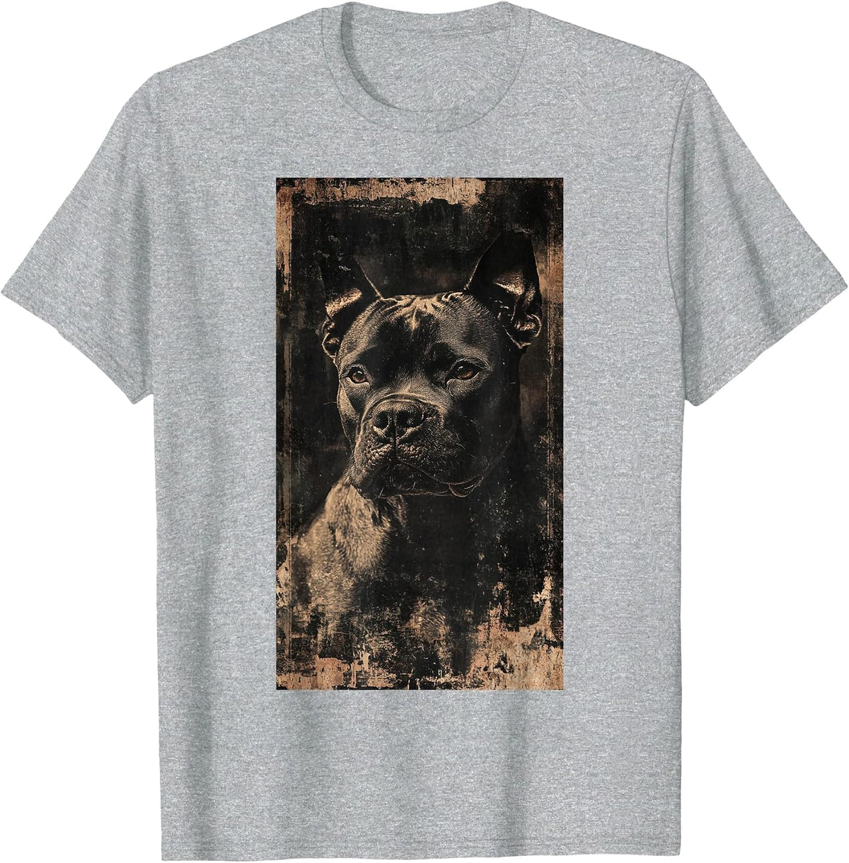 Artwork Pitbull Distressed Dog Lover Pit Bull T-Shirt - Heather Grey
