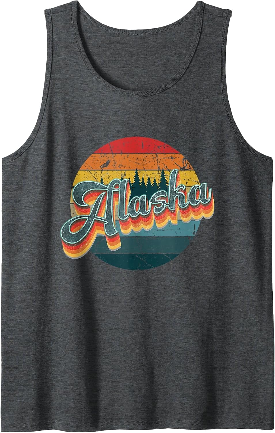Retro Alaska Grunge Distressed Alaska 70s 80s Tank Top - Dark Heather Grey