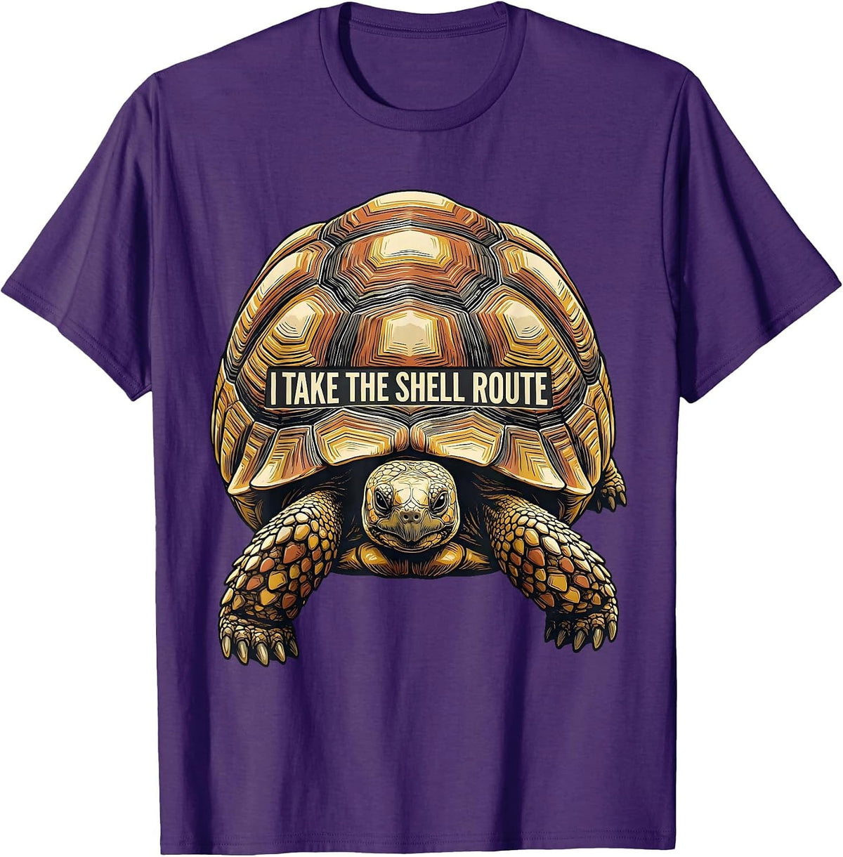 I Take The Shell Route Funny Tortoise Lover Pet Owner Humor T-Shirt - Purple