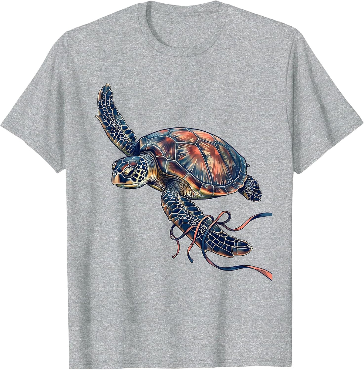 Men's Bikini Top Tangled in Sea Turtle Flippers T-Shirt - Heather Grey