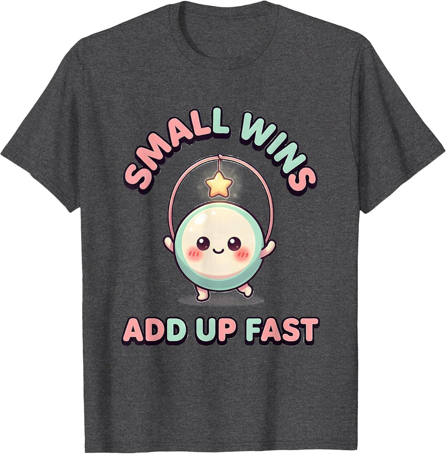 Men's Small Wins Add Up Fast Cute Kawaii Occupational Therapy OT T-Shirt - Dark Heather Grey