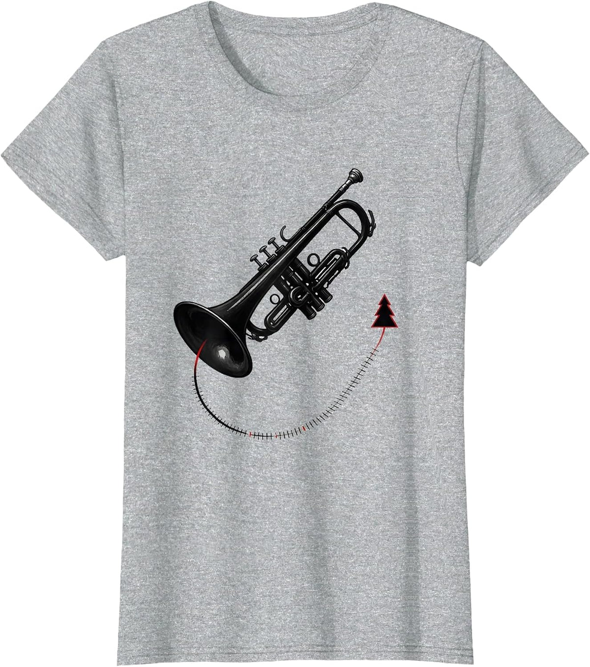 Trombone Silhouette Minimalist Christmas Musician Gift T-Shirt - Heather Grey