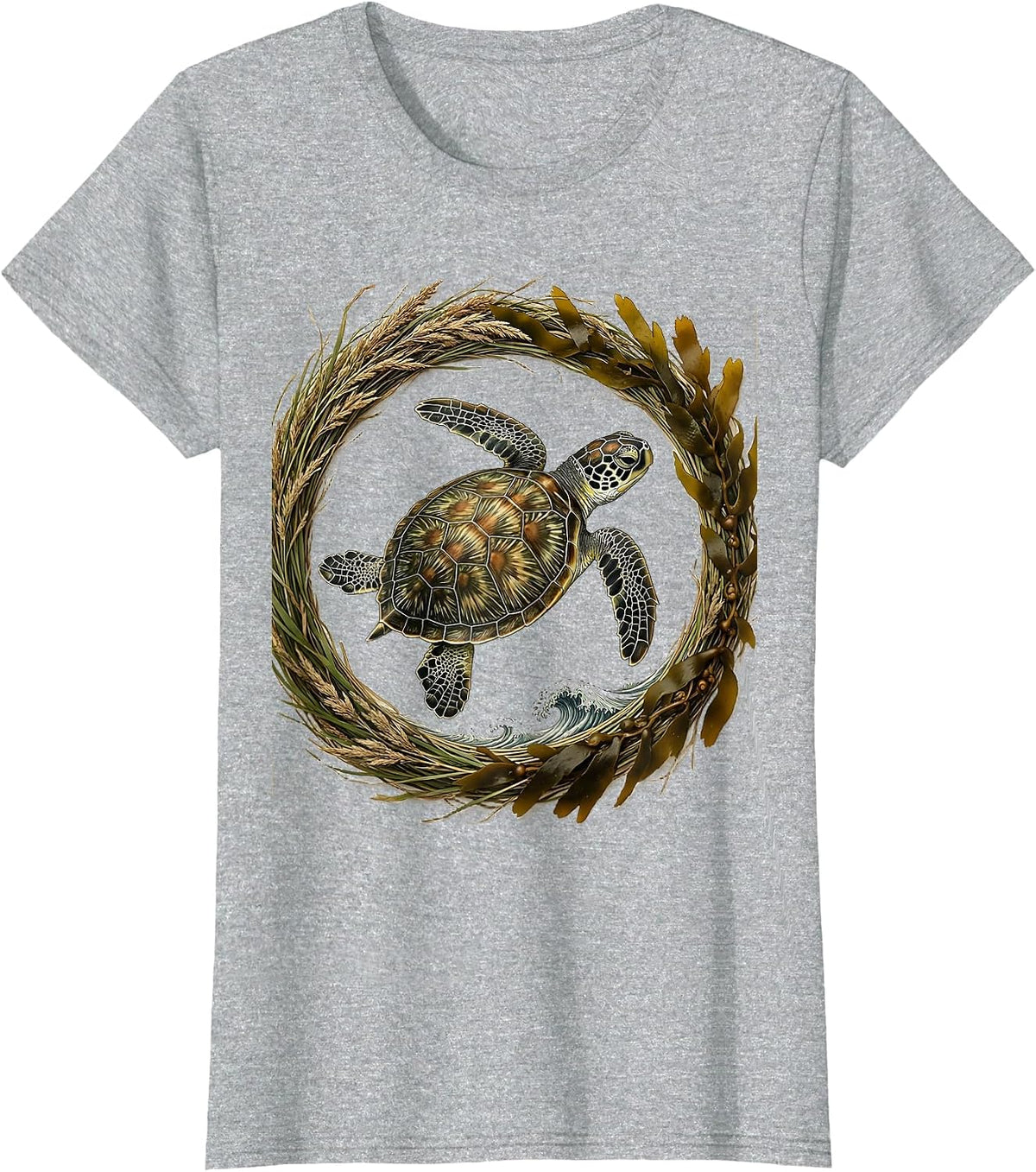 Women's Baby Turtle Racing to the Ocean Waves T-Shirt - Heather Grey